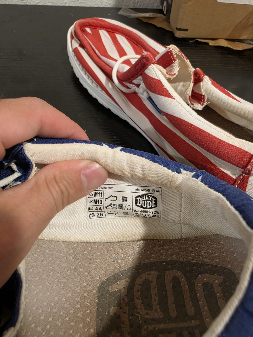 HEY DUDE Wally Patriotic USA Flag Stars Canvas Slip-On Casual Shoes Men's 11 - Picture 7 of 7